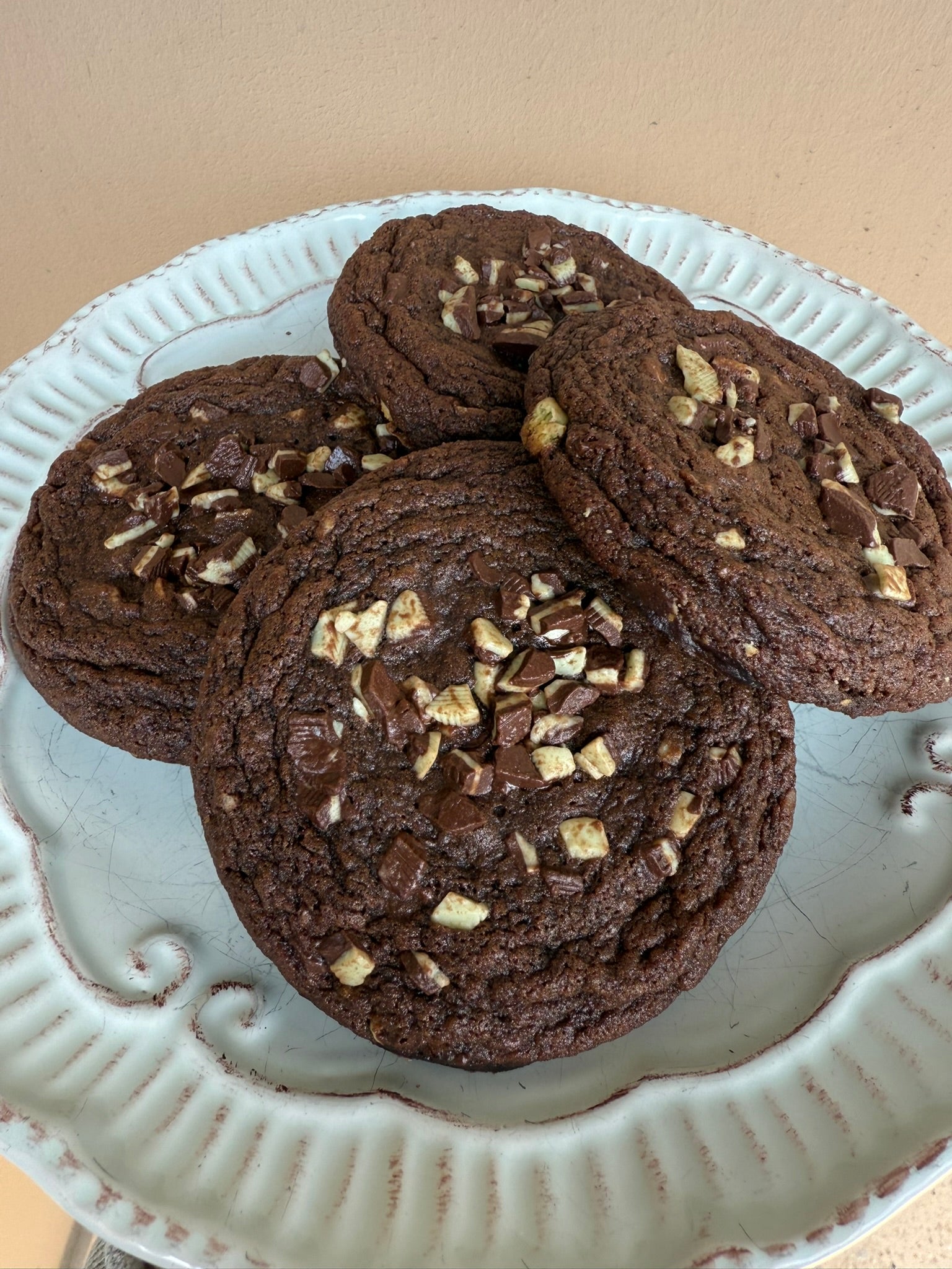 Mint Chip Double Chocolate Chip Cookies